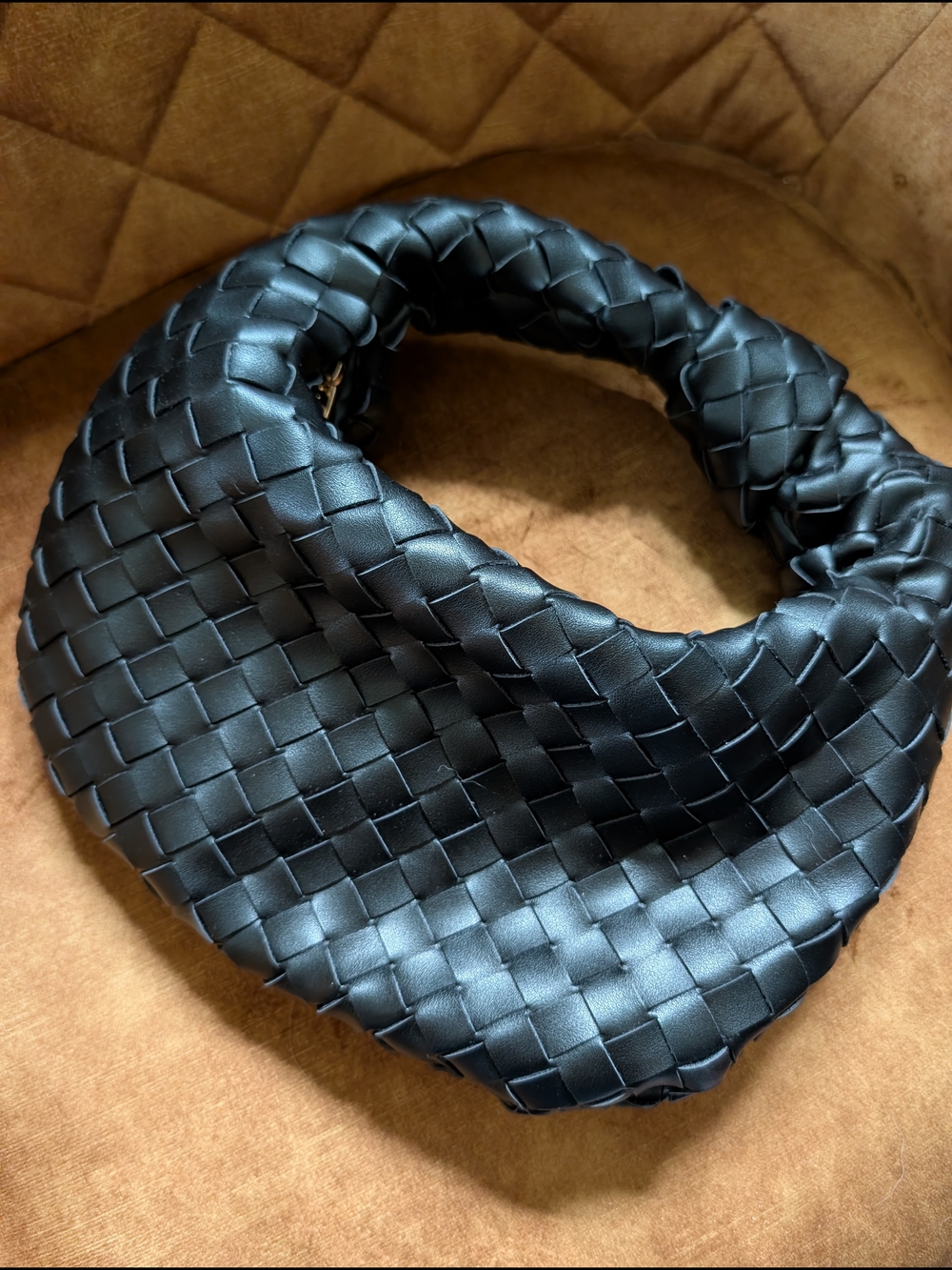 Urban Expressions Black Woven Leather Hobo Bag